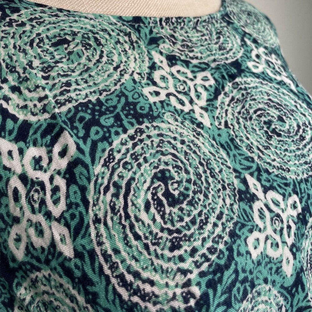 World Market Bohemian Hippie Geometric Smocked Waist Poncho Blouse Green Small - Picture 7 of 12